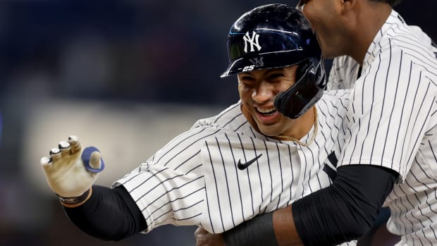 Gleyer Torres celebrates after driving in the winning run